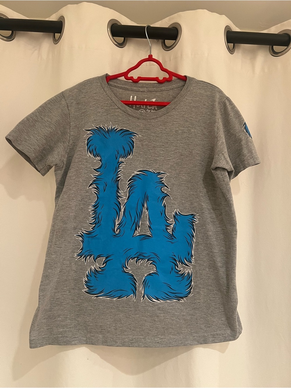 Hatch Gray Tee with Blue Furry LA Graphic